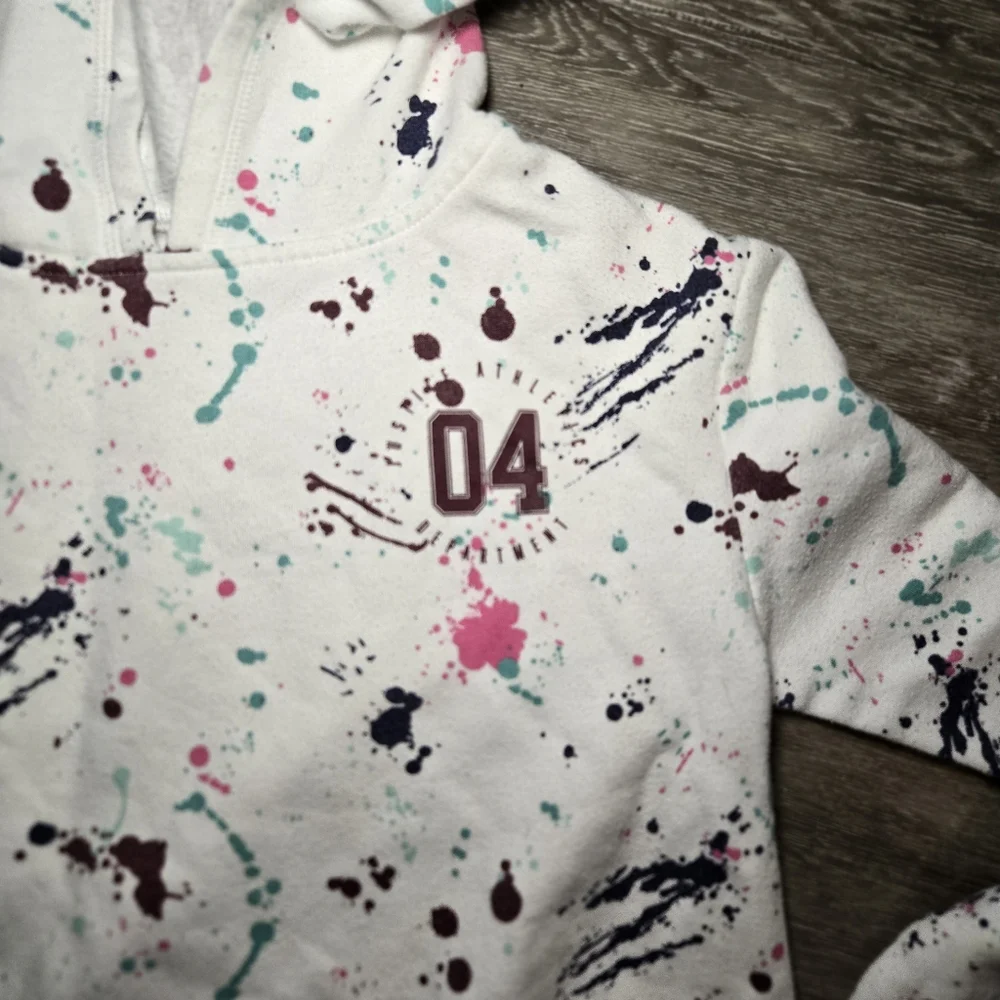 Justice Girls hoodie tie bottom multi color on white GUC‎ - size 12